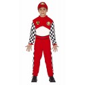 COSTUME CARNEVALE PILOTA BAMBINO 5/6 ANNI VESTITO COMPL.TUTA/CAPPELLO/CINTA AUTOMOBILISMO GARE FORMULA 1 NO ACCESSORI