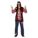 COSTUME CARNEVALE HIPPIE UOMO TG.L VESTITO COMPL.PANTALONI CAMIC/GILET BANDANA I FIGLI DEI FIORI ANNI 60/70 NO ACCESSORI