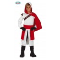 VESTITO CARNEVALE EZIO MERCENARIO ASSASSINO 7/9 ANNI COSTUME COMPLETO TUNICA C/CAPUCCIO CINTURA MANTELLO NO ACCESSORI