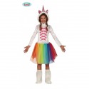 COSTUME UNICORNO BIMBA5/6 ANNI VESTITO CON CAPUCCIO E GAMBALETTI PER TRAVESTIMENTI DI CARNEVALE A TEMA FIABE NO ACCESSOR