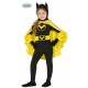 COSTUME CARNEVALE BLACK HEROINA 5/6ANNI VESTITO COMPL.TUTA CINTURA CAPUCCIO MANTELLO PER TRAVES.A TEMA BATMAN NO ACCESS.