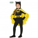 COSTUME CARNEVALE BLACK HEROINA 5/6ANNI VESTITO COMPL.TUTA CINTURA CAPUCCIO MANTELLO PER TRAVES.A TEMA BATMAN NO ACCESS.