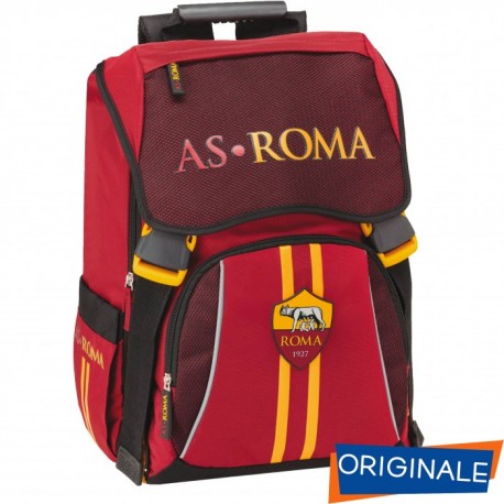 ZAINO SCUOLA ESTENSIBILE AS ROMA GIALLOROSSO 42X31X13CM + OROLOGIO DA POLSO OMAGGIO PROD.UFFICIALE PANINI SCUOLA ITALY