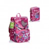 SEVEN SCHOOL PACK SJ GANG LEDTECH GIRL FLUOFUXIA ZAINO SCUOLA SDOPPI+ ASTUCCIO 3 ZIP INT.45 PEZZI GIOTTO/FRIXION+OMAGGIO