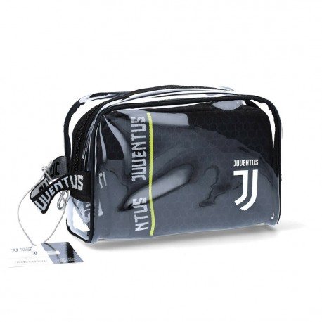 SET 2 TROUSSE FC JUVENTUS 1 NERA 21X13X8CM 1 TRASPARENTE 23X10X16 GET RADY JET BLACK PRODOTTO UFFICIALE SEVEN ITALY