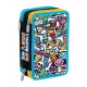 ASTUCCIO SCUOLA 3 ZIP TWO PLAYERS ONE CONSOLE COMPLETO 44 PEZZI GIOTTO/LYRA/TRATTO CANCELLIK DA SEVEN ITALY