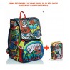 SCHOOL PACK SJ GANG FACCE SJ BOY ZAINO ESTENSIBILE + ASTUCCIO 3 ZIP CONT.45PZ.GIOTTO/PILOT FRIXION/TRATTO SEVEN ITALY