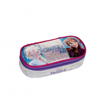 ASTUCCIO OVALE PRINCIPESSA ELSA FROZEN II DISNEY 22X11X5,5CM 1 ZIP MULTICOLOR BUSTINA SCUOLA VUOTA GIOCHI PREZIOSI ITALY