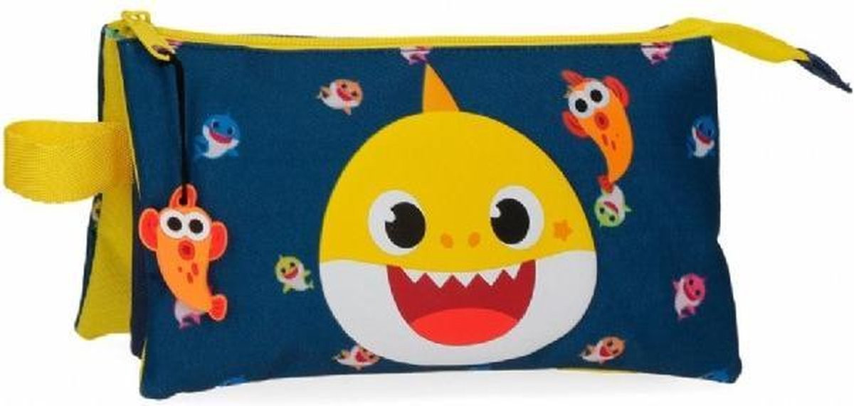 BUSTINA PORTATUTTO DA VIAGGIO/PISCINA 2 ZIP 3 SCOMPARTI BABY SHARK MY GOOD  FRIEND NICKELODEON 22X12X5CM GIALLO E BLU - Parole e Pensieri