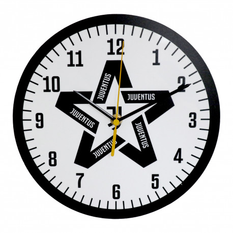 OROLOGIO DA MURO FC JUVENTUS CON CASSA ABS MOVIMENTO CONTINUO SILENZIOSO IN PLEXIGLASS 24X24 OFFICIAL PRODUCT LOWELL