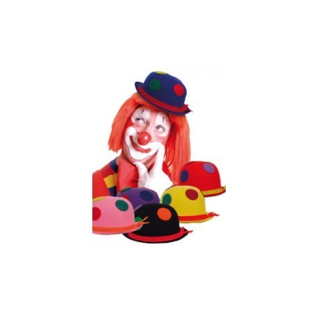 MINI BOMBETTA CLOWN COLORE ROSSO A POIS COLORATI + FASCIA GIALLA +CORDONCINO COLLO