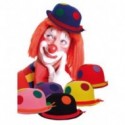 MINI BOMBETTA CLOWN COLORE ROSSO A POIS COLORATI + FASCIA GIALLA +CORDONCINO COLLO