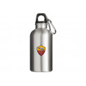 BORRACCIA IN ALLUMINIO AS ROMA COLORE ACCIAIO 400ML CM17H CON MOSCHETTONE PRODOTTO UFFICIALE GIEMME MADE IN ITALY